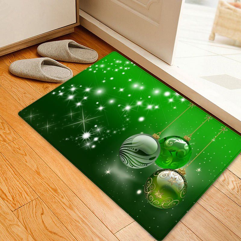 

Christmas Balls Pattern Anti-skid Water Absorbing Area Rug, Green