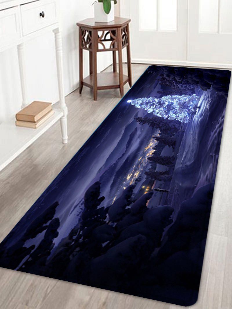 

Christmas Night Pine Pattern Anti-skid Water Absorption Area Rug, Colormix