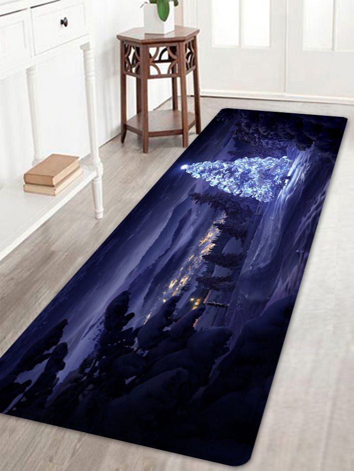 

Christmas Night Pine Pattern Anti-skid Water Absorption Area Rug, Colormix