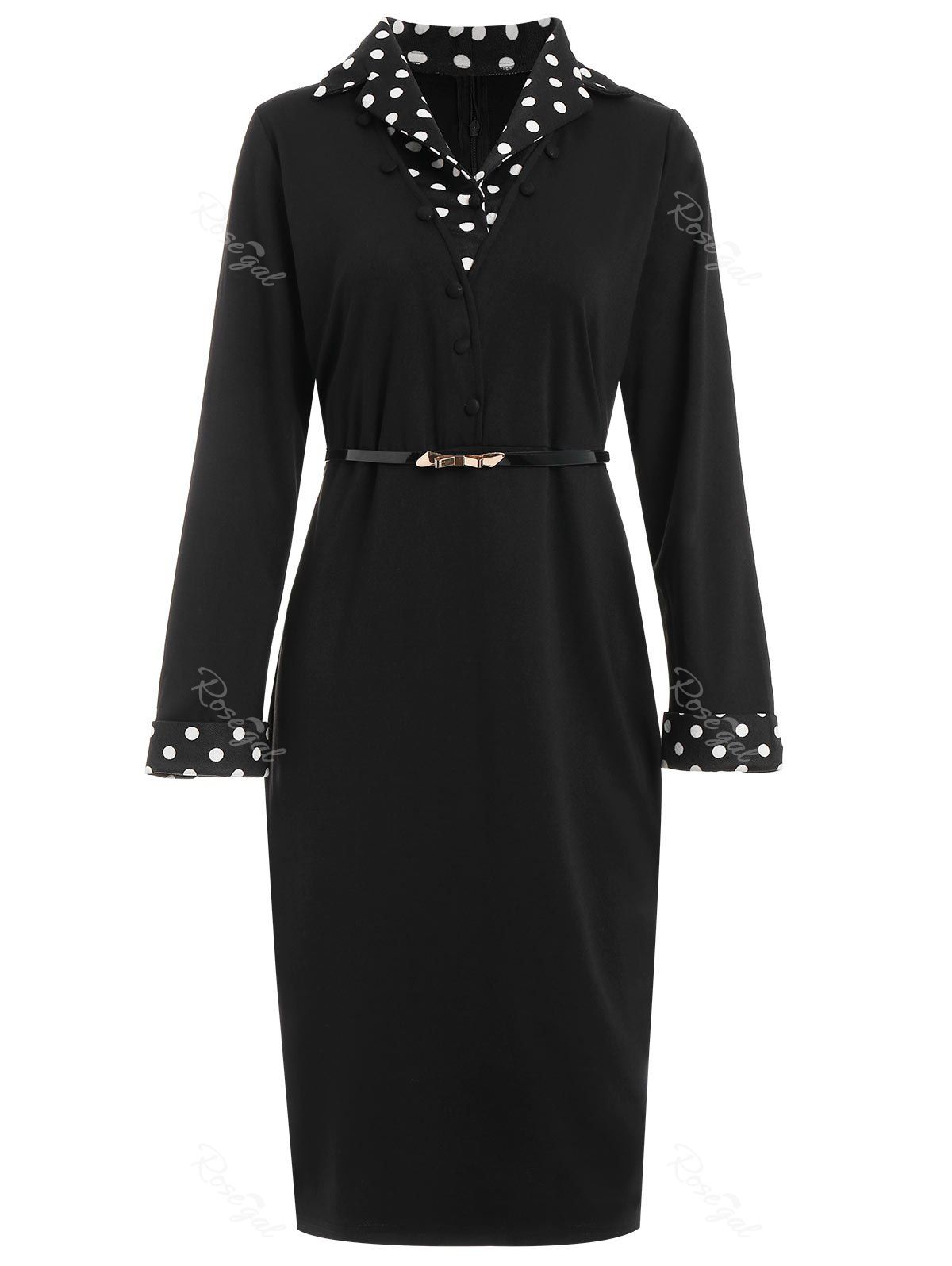 

Polka Dot Panel Plus Size Bodycon Dress, Black