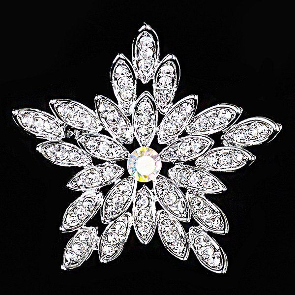 

Sparkly Rhinestoned Star Brooch, Silver