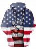 Pull à capuche à imprimé drapeau américain 3D Fingers - Multicolore XL