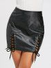Mini Lace Up Faux Leather Skirt -  