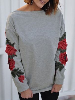 Embroidery Sleeve Sweatshirt