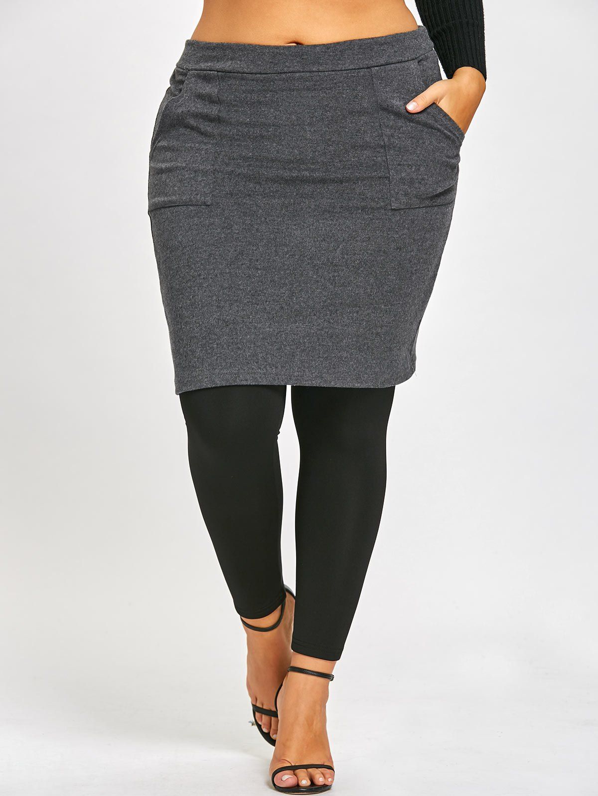 

Plus Size Skirted Leggings, Black and grey