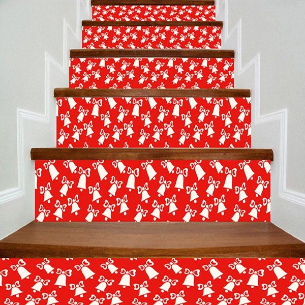 

Christmas Bells Print Decorative DIY Stair Stickers, Red