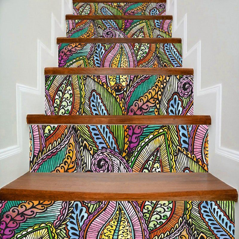 

Bohemian Colorful Plant Print Decorative DIY Stair Stickers