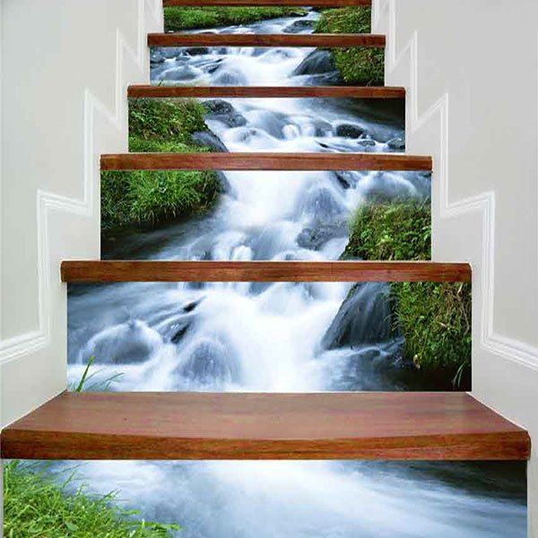 

Stream Landscape Printed Decorative DIY Stair Stickers, Colormix