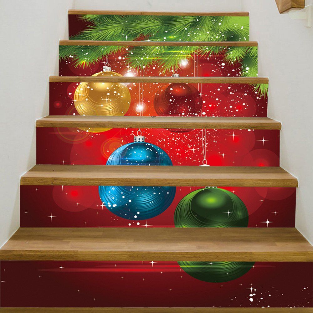 

Christmas Pine Baubles Pattern Decorative Stair Stickers, Colormix