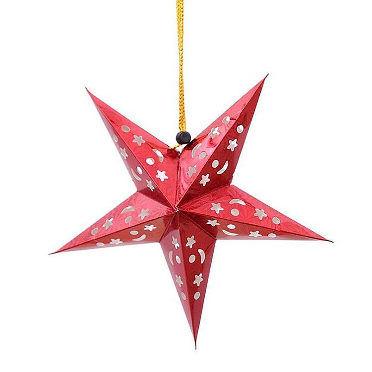 

10Pcs Star Shape Christmas Party Laser Hang Decorations, Red