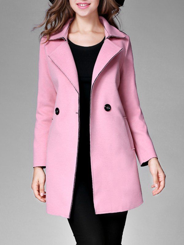 

Lapel Button Closure Tunic Coat, Papaya