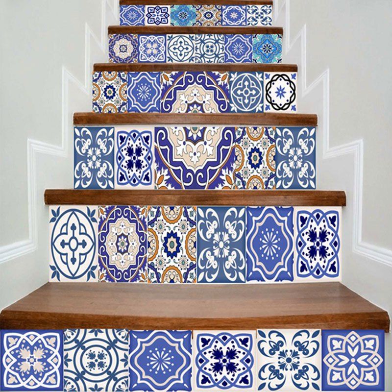 

Geometric Floral Print Decorative DIY Stair Stickers, Colormix