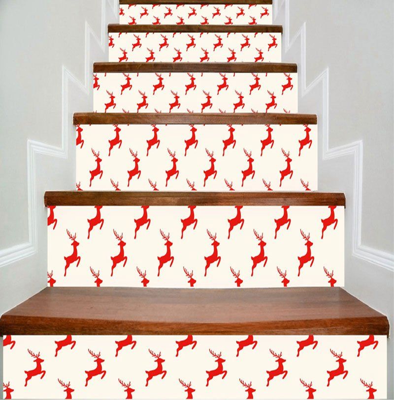 

Christmas Deer Print Decorative DIY Stair Stickers, Colormix