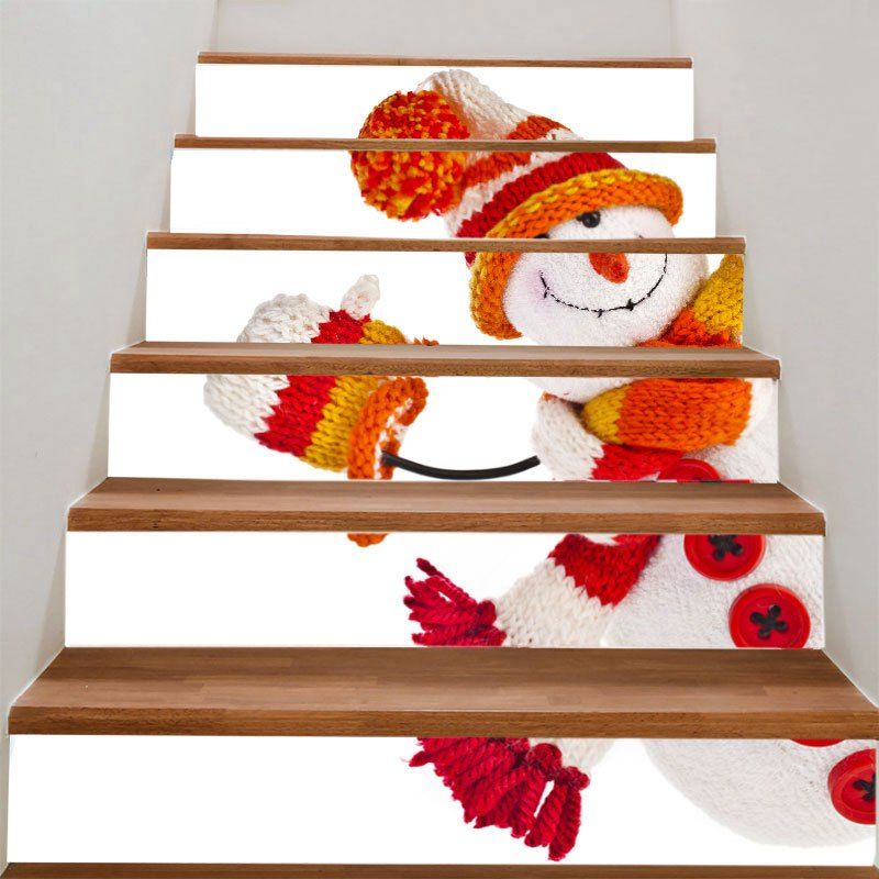 

Christmas Snowman Doll Printed DIY Stair Stickers, Colorful