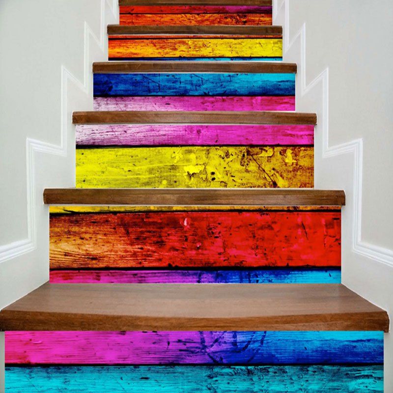

Colorful Stripe Pattern Decorative DIY Stair Stickers, Color stripe