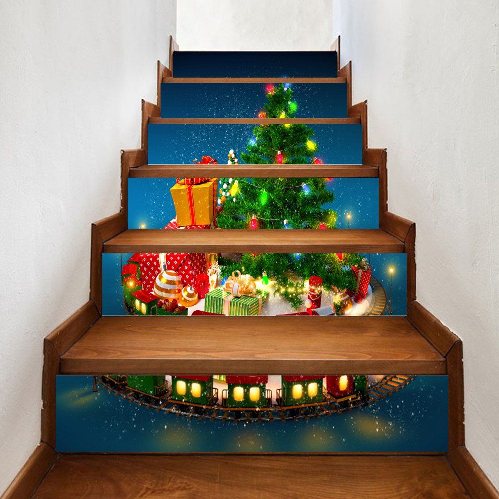 

Christmas Gifts Tree Pattern Decorative Stair Stickers, Green