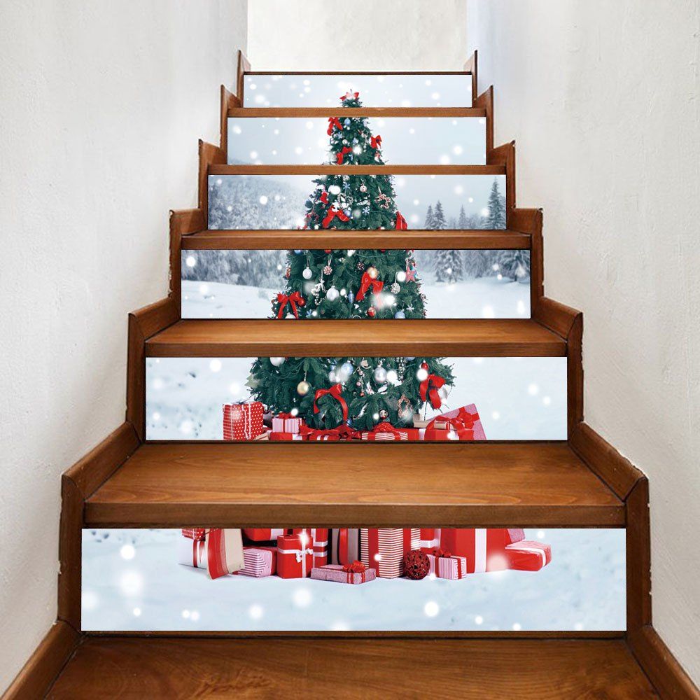 

Christmas Tree Presents Pattern Decorative Stair Stickers, Colormix