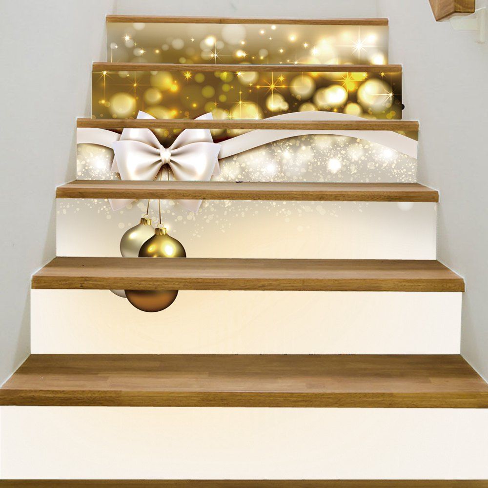 

Christmas Bowknot Baubles Pattern Decorative Stair Stickers, Colormix