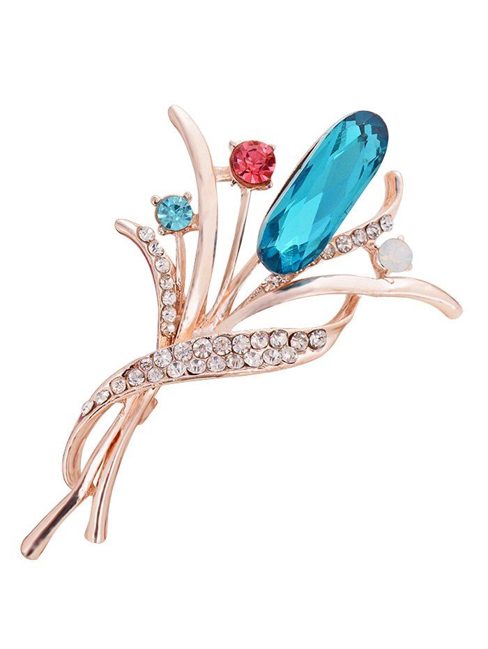 

Vintage Flower Bud Shape Faux Gem Decorated Brooch, Blue