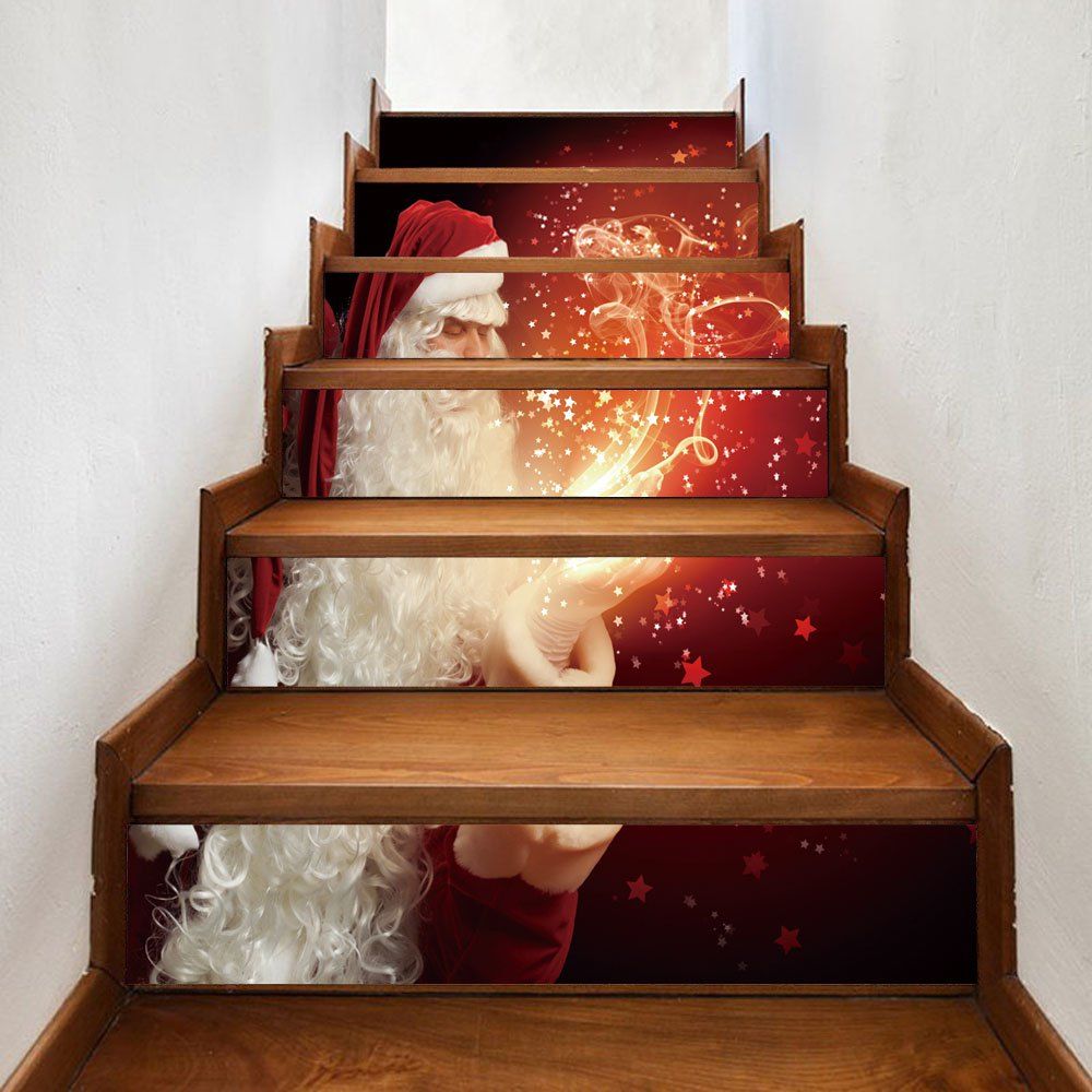 

Christmas Santa Magic Pattern Decorative Stair Stickers, Colormix