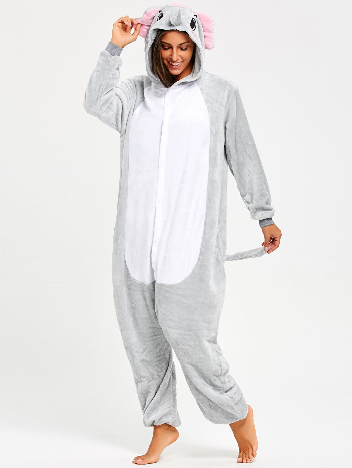 

Cartoon Elephant Animal Onesie Pjs Costume, Gray