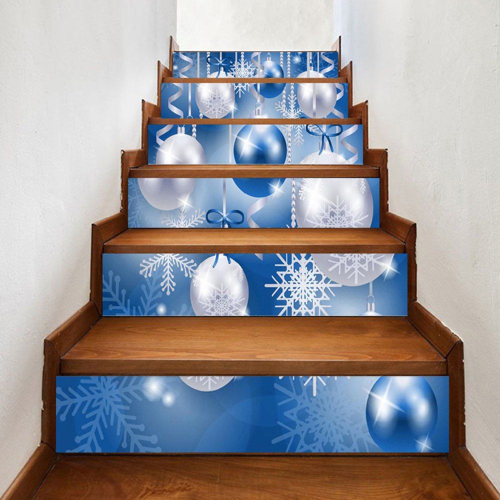 

Christmas Baubles Snowflake Pattern Decorative Stair Stickers, Colormix