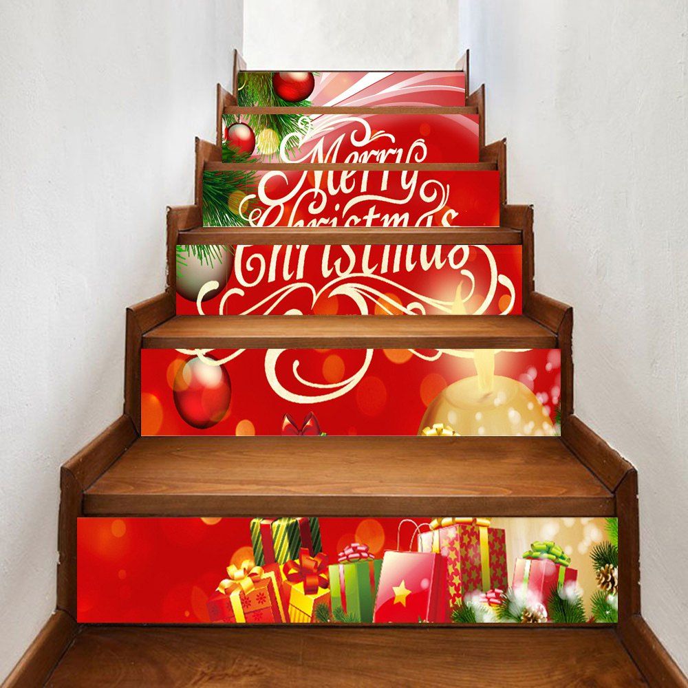 

Christmas Presents Pattern Decorative Stair Stickers, Red