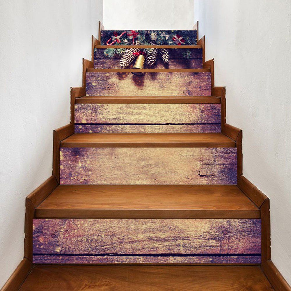 

Christmas Pine Woodgrain Pattern Decorative Stair Stickers, Dun