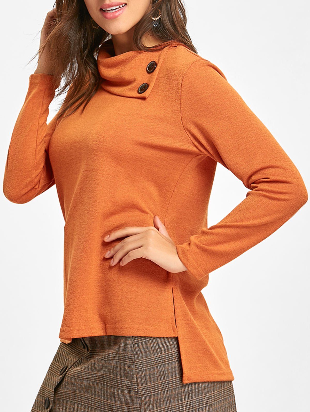 cowl neck high low sweater