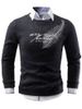 Crew Neck Feather Embroidery Sweater -  