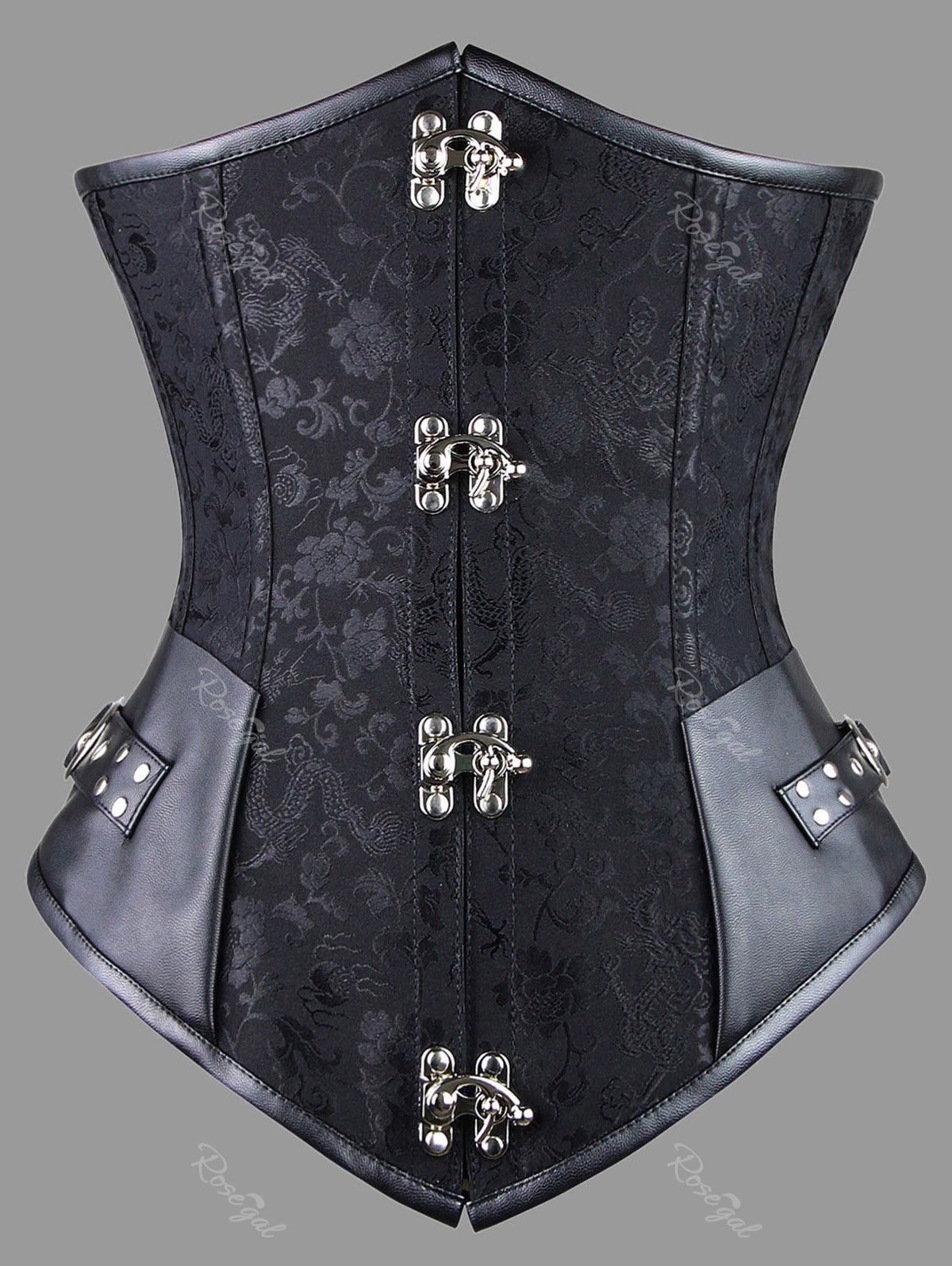 

Faux Leather Panel Plus Size Lace-up Corset, Black