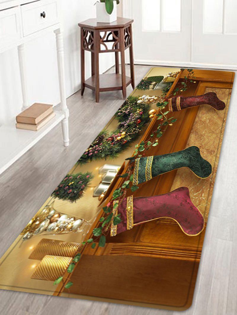

Christmas Socks Pattern Anti-skid Water Absorption Area Rug, Colormix