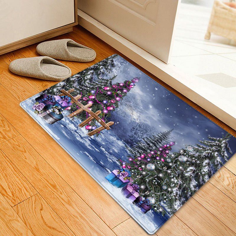 

Christmas Trees Gifts Pattern Anti-skid Water Absorption Area Rug, Colormix