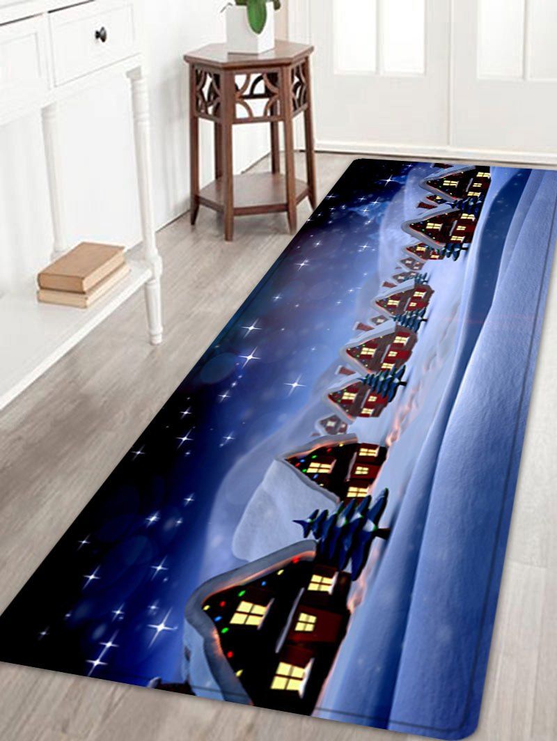 

Christmas Snow Village Pattern Anti-skid Water Absorption Area Rug, Colormix