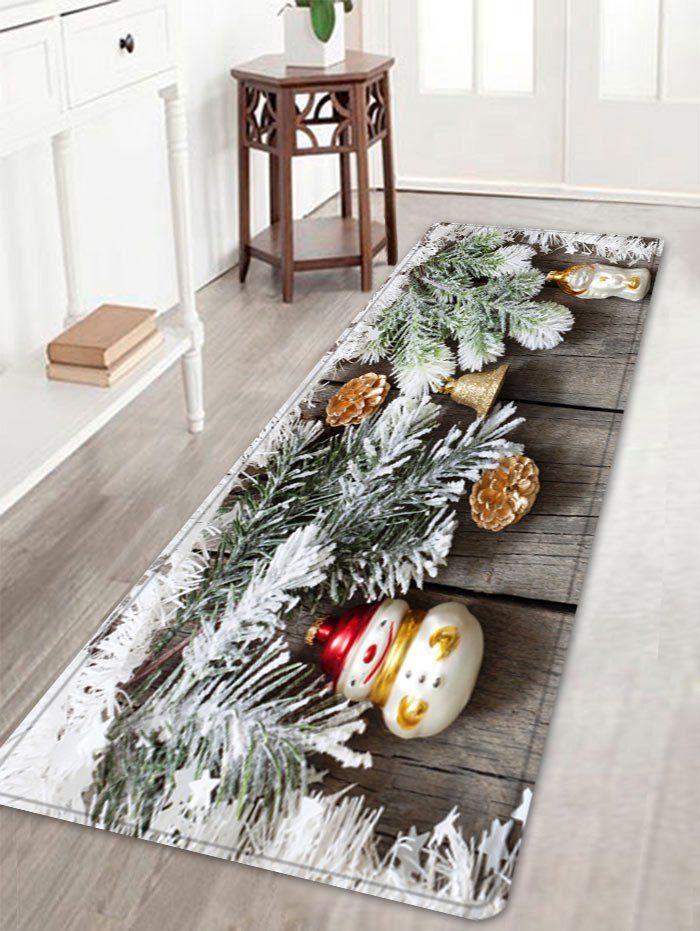 

Christmas Woodgrain Pine Pattern Anti-skid Water Absorption Area Rug, Colormix