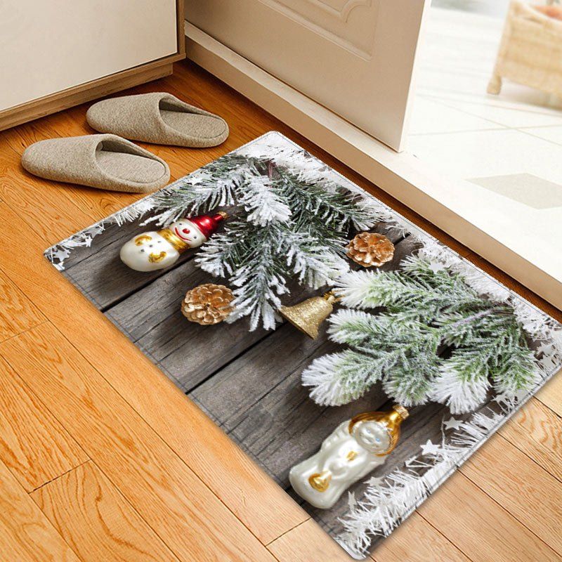 

Christmas Woodgrain Pine Pattern Anti-skid Water Absorption Area Rug, Colormix