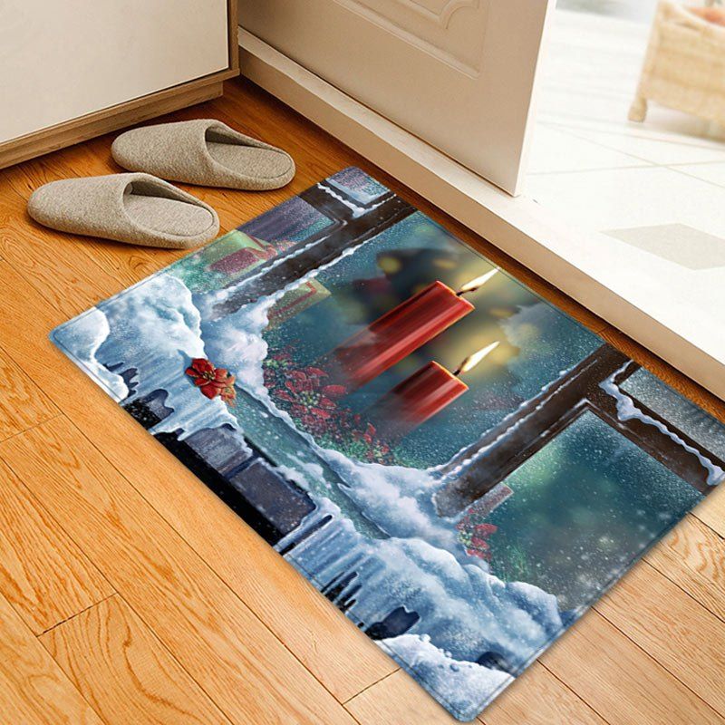 

Christmas Window Candles Pattern Anti-skid Water Absorption Area Rug, Colormix