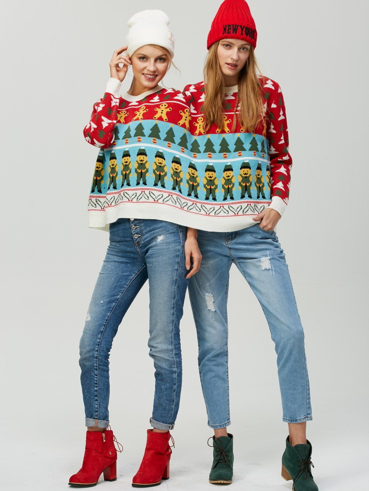

Ugly Christmas Tree Cookie Knit Two Person Sweater, Colormix