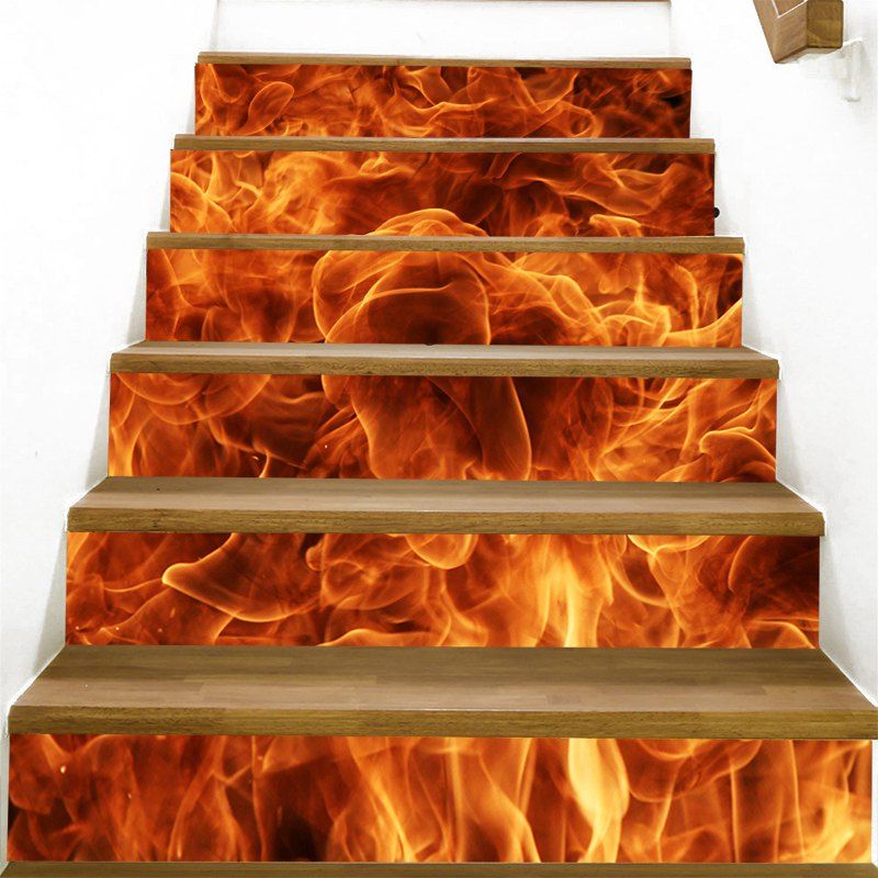 

Roaring Flame Pattern Stair Stickers, Flame red