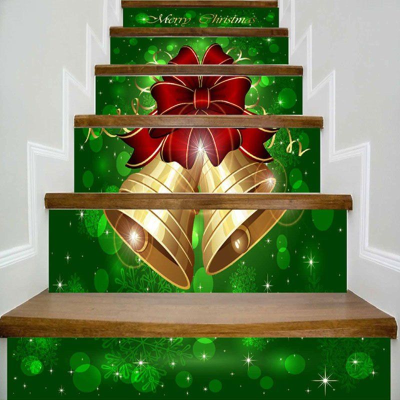 

Home Decor Merry Christmas Bells Print DIY Stair Stickers, Green