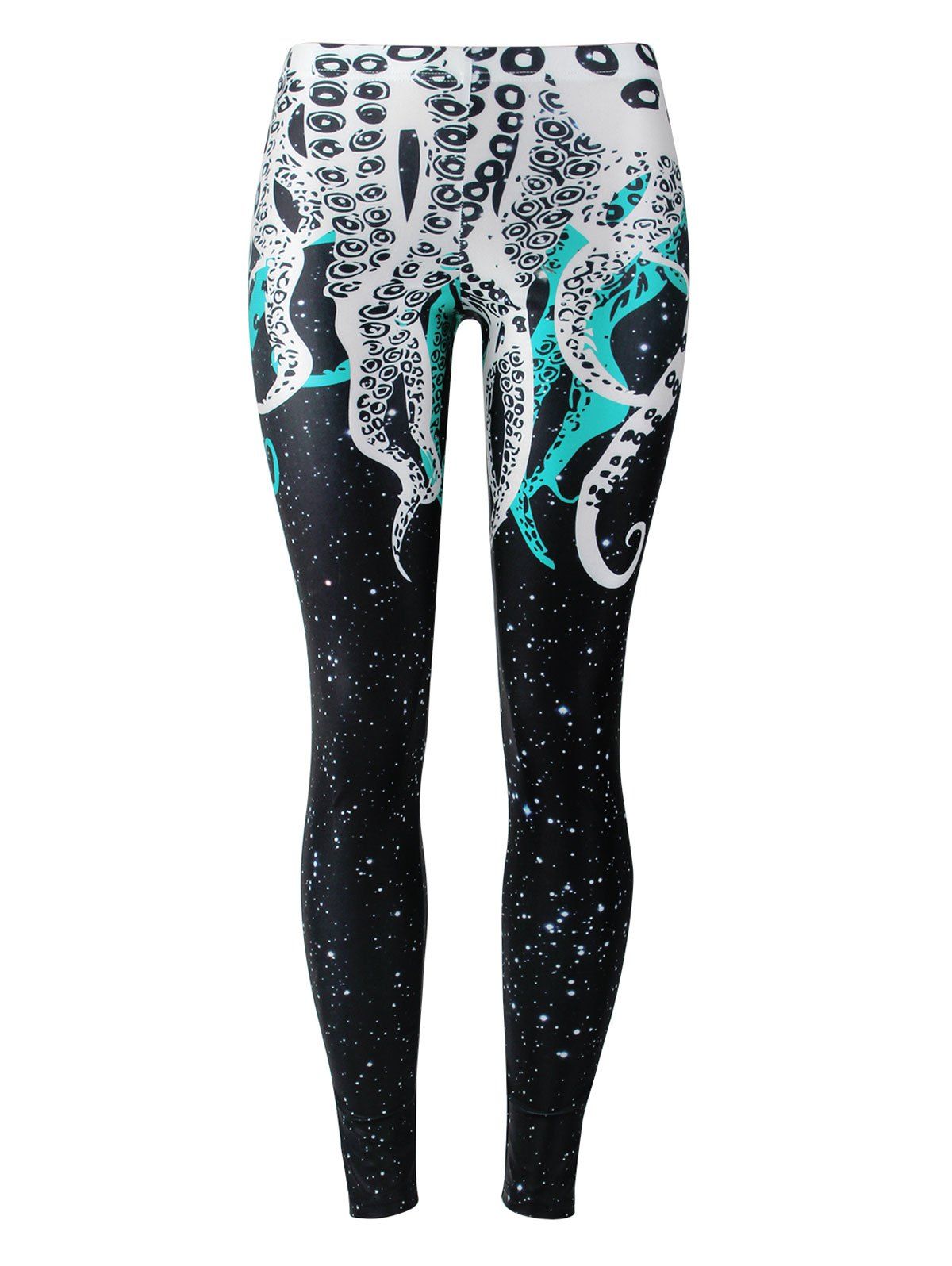 

3D Octopus Print Leggings, Black