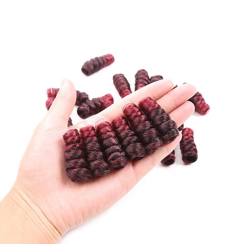 

Short Crochet CurlKalon Curly Synthetic Hair Weaves, Wine red