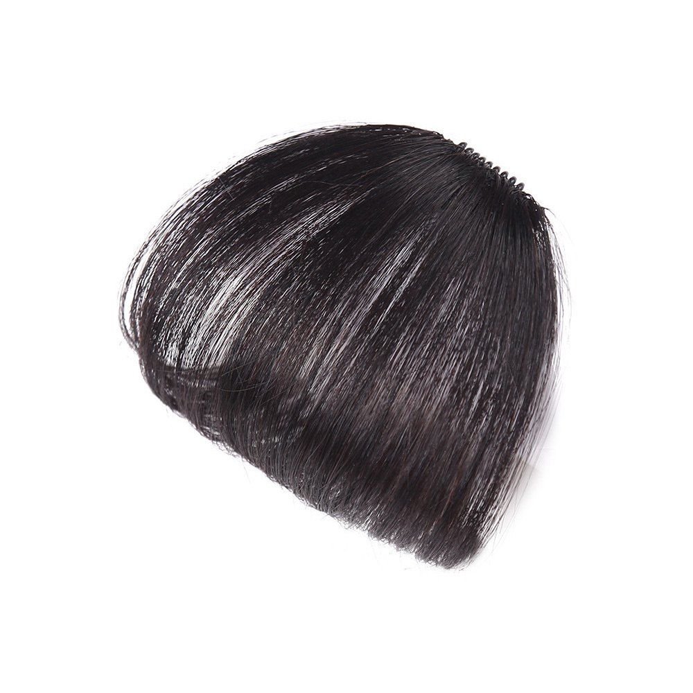 

Short Clip-in See-through Bang Human Hair Extension, Natural black