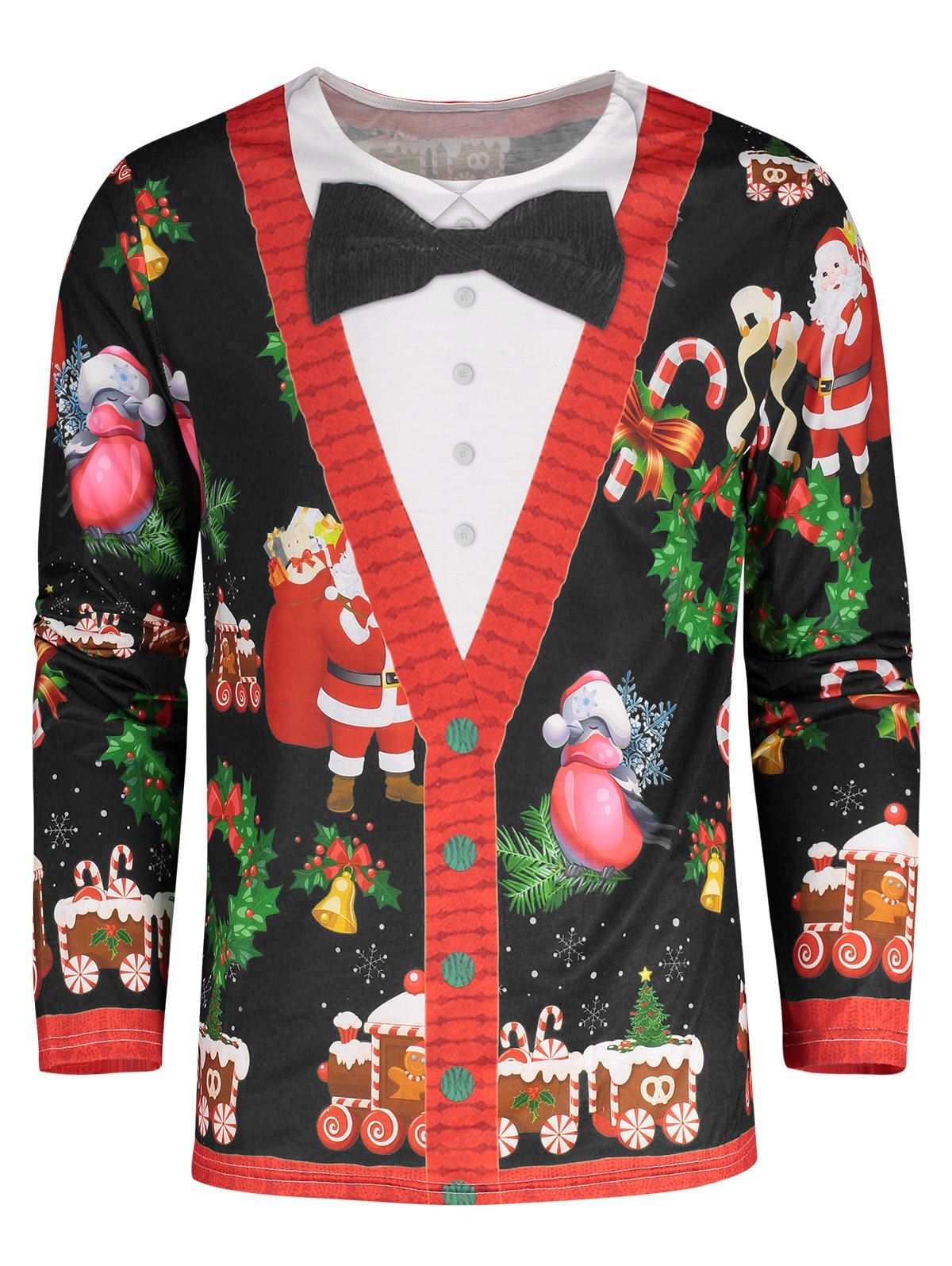 

Santa Claus 3D Printed Christmas Tee, Black
