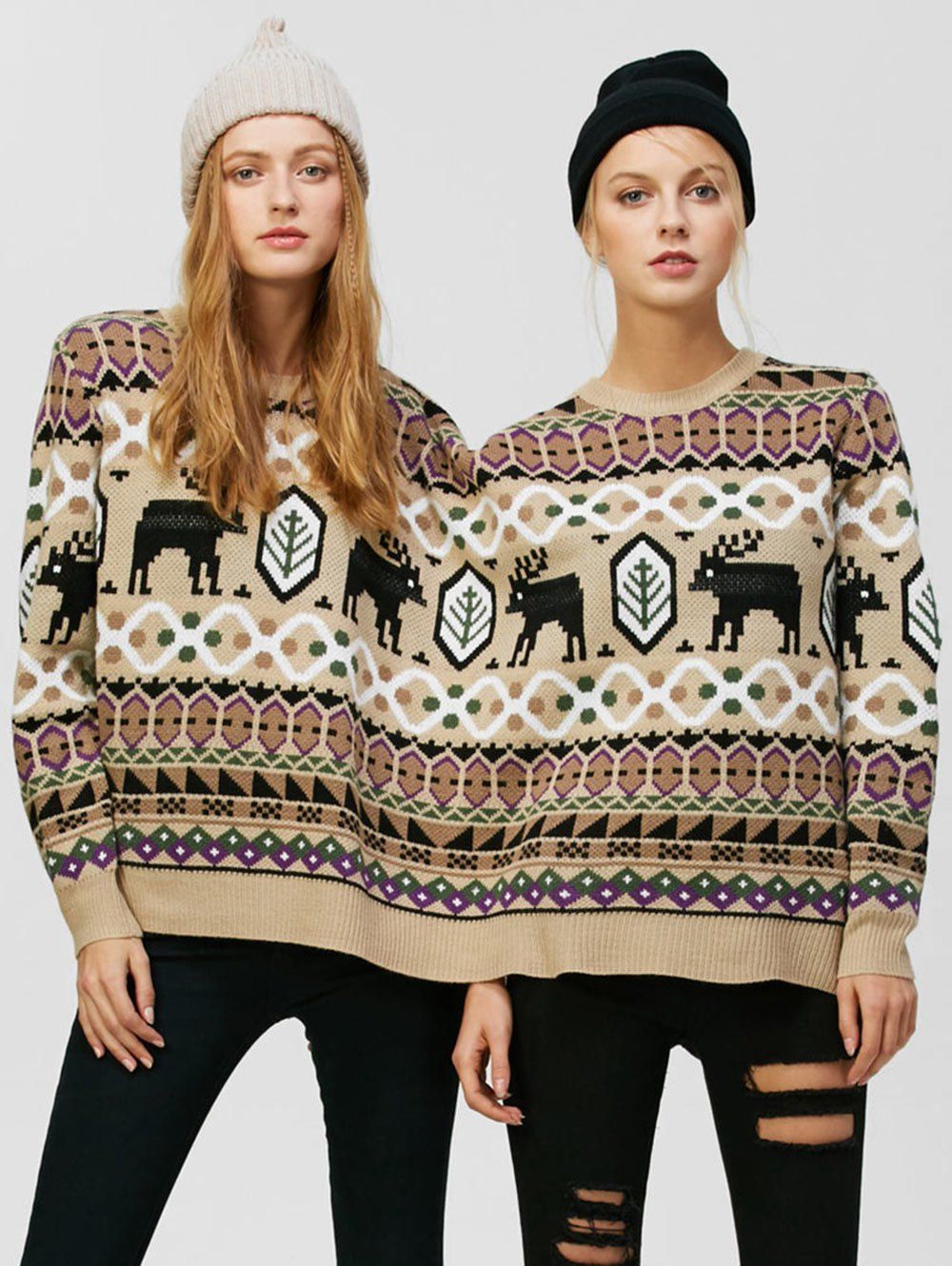 

Reindeer Two Person Christmas Sweater, Colormix