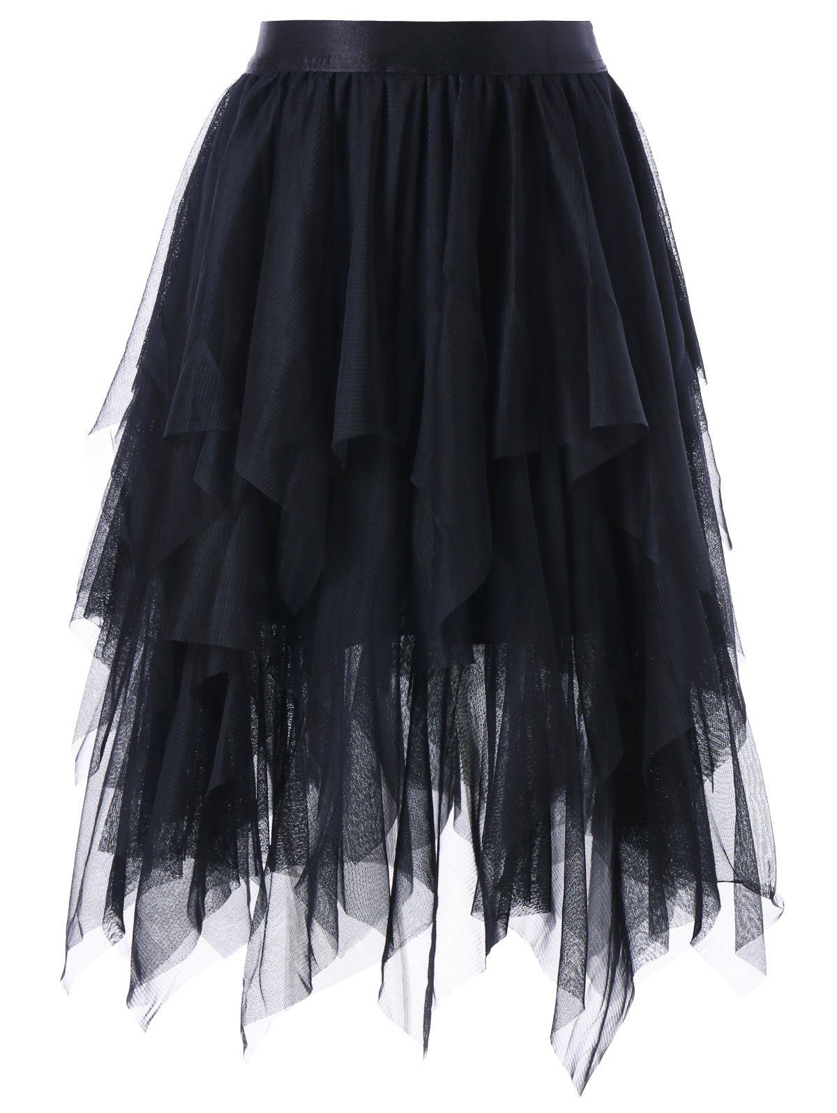 Online Layered Asymmetrical Tulle Skirt  