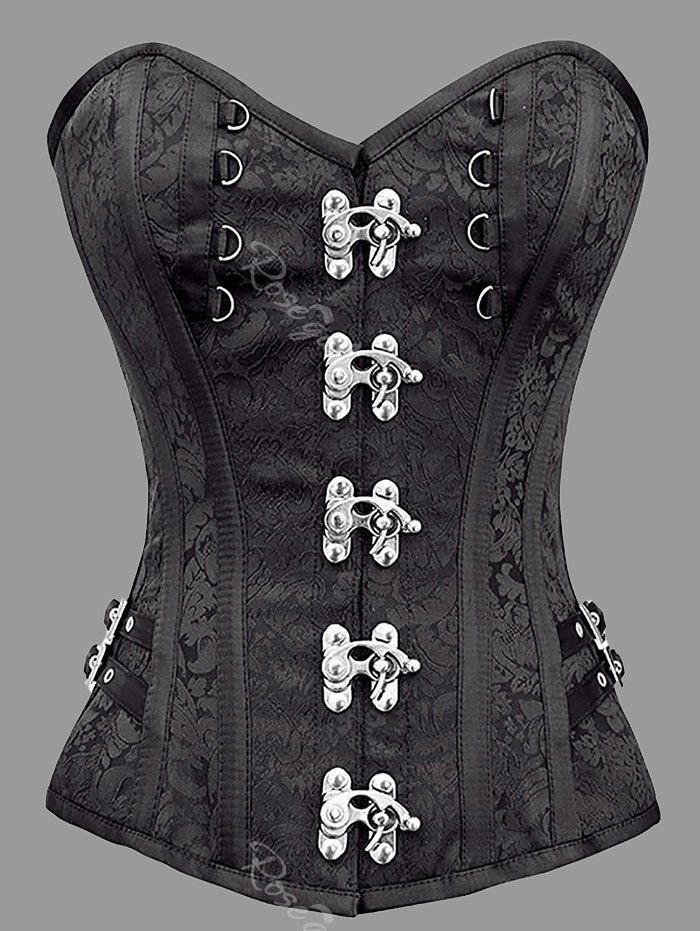 

Steel Boned Plus Size Brocade Corset, Black