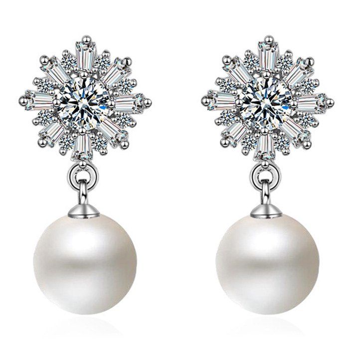 

Snowflake Shape Faux Jewelry Drop Earrings, Silver