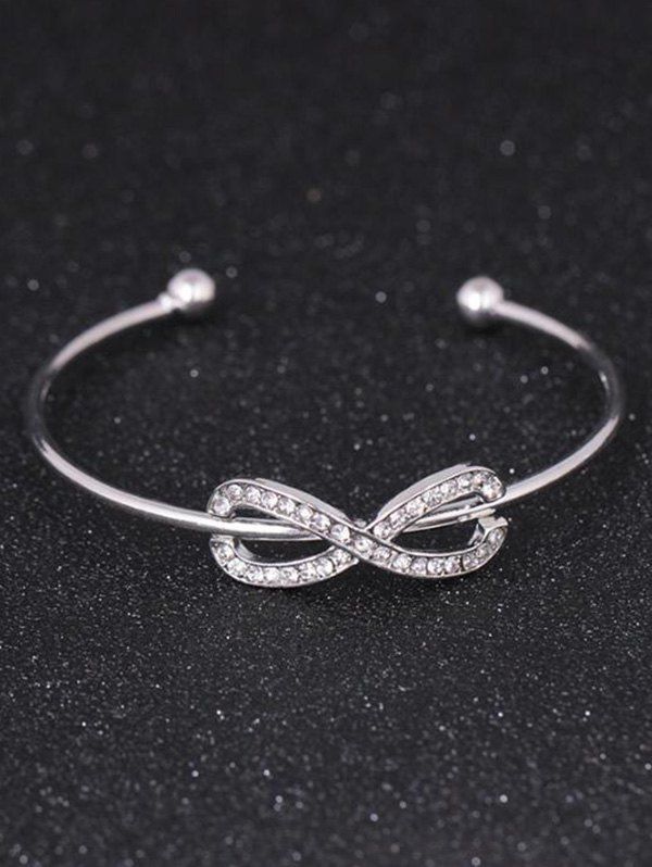 

Alloy Rhinestone Infinite Cuff Bracelet, Silver