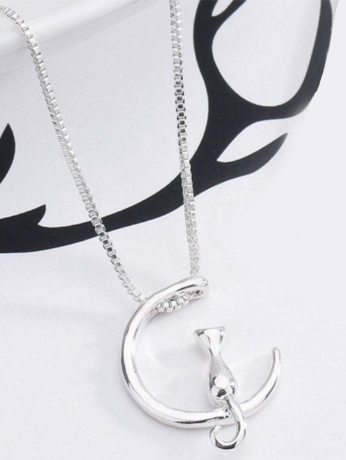 

Kitten Moon Collarbone Pendant Necklace, Silver